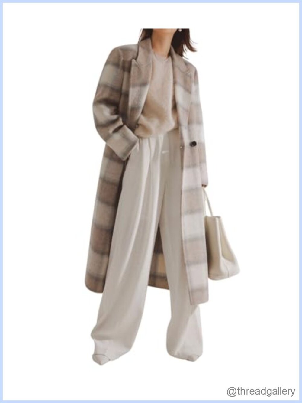 Womens Plaid Wool Long Pea Coat Double Breasted Trench Overcoat
